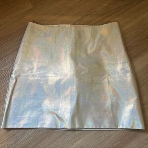 Forever 21 Silver Holographic Faux Leather Mini Skirt Sz M